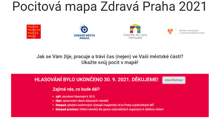 Do hlasování k pocitové mapě hlavního města se zapojilo více jak 6 tisíc lidí
